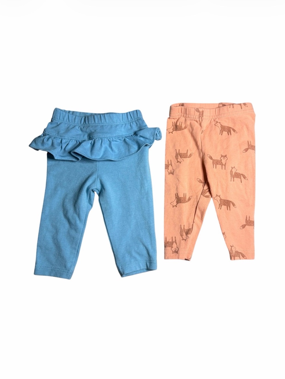 Garanimals Blue Ruffle Leggings & Peach Fox-Print Leggings Set
